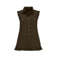 thumbnail image 3 of Kukoosong Women's Ruffle Sleeveless Shirt Mini Dress, Collar Button Down Tank Dress with Pocket, Solid Color Casual Summer Ruffle Hem Short Dress, 3 of 7