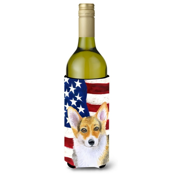 Carolines Treasures BB9642LITERK Pembroke Corgi Patriotic Wine Bottle Beverge Insulator Hugger  Wine Bottle multicolor