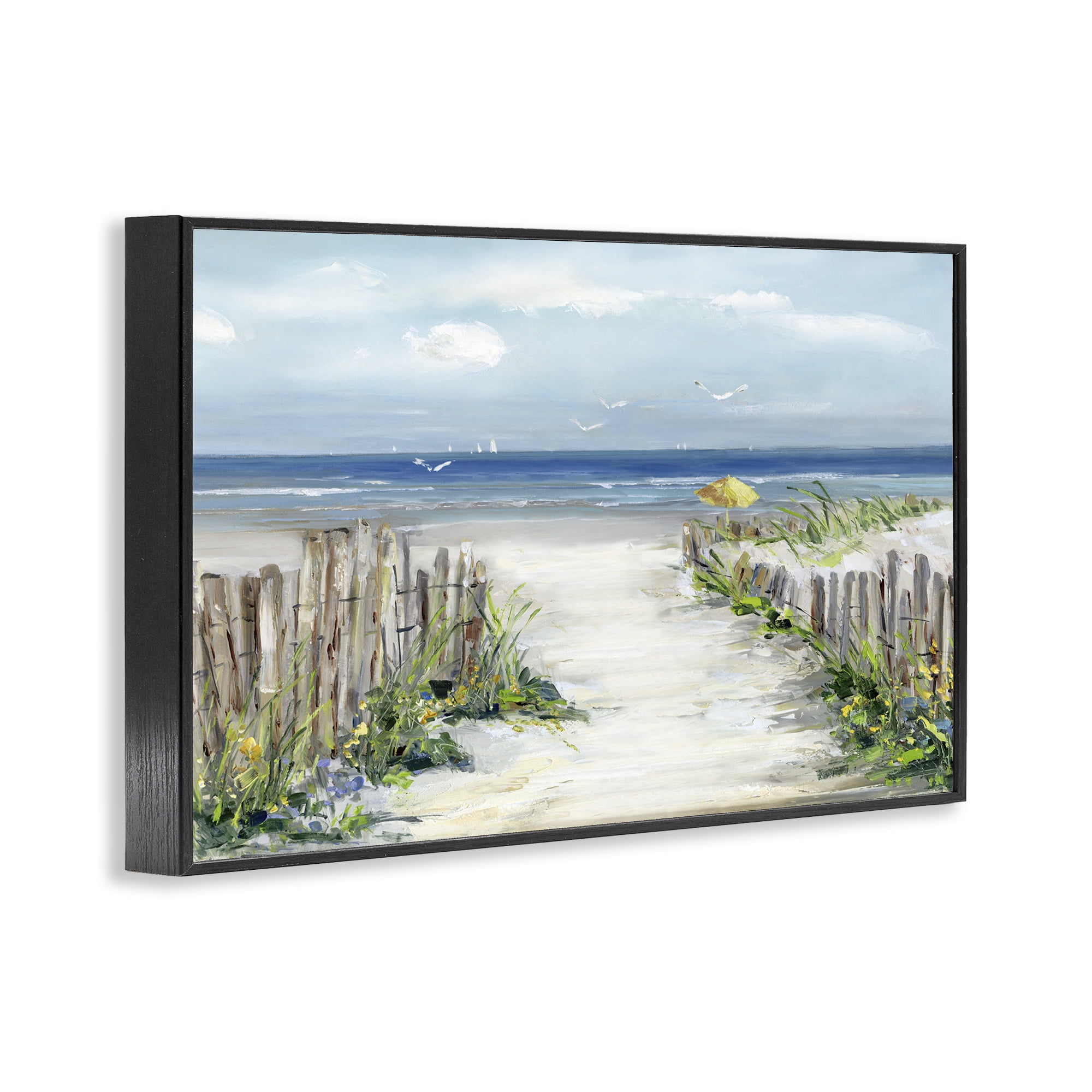 Stupell Industries Sunlit Dune Path To Ocean Black Framed Giclee Art, design by Sally Swatland
