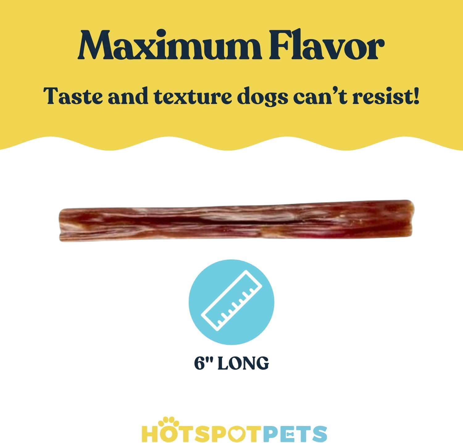 Beef Gullet Sticks for Dogs (6 Inch - 25 Pack) - All Natural Grass-Fed Beef Dog Chews, Rich in Glucosamine Chondroitin for Joint Health, Single Ingredient No Rawhide Dog Treats