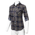 thumbnail image 3 of FashionOutfit Women's Casual Lightweight Roll Up Long Sleeve Checker Button Down Shirt, 3 of 4