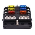 thumbnail image 1 of 6-Way Waterproof Fuse Block with LED Indicator, 12V/24V Marine Fuse Box with Negative Bus for Car and Boat, 1 of 9