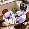 thumbnail image 2 of Purple Tulip Elastic Fitted Round Table Cover Abstract Flower Waterproof Outdoor Tablecloth for Holiday Party, Picnic, Patio & Dining Fits Tables Up to 36"-44", 2 of 8