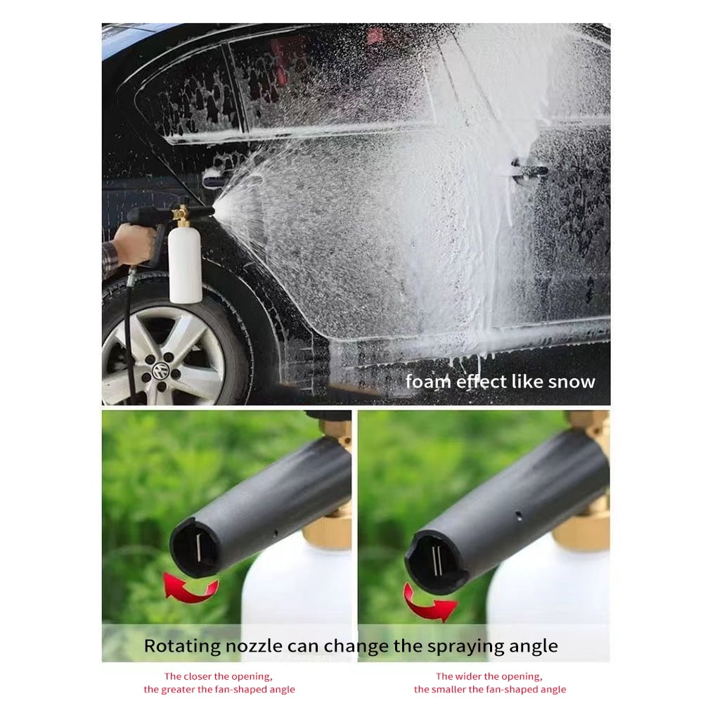 Elowen Washer with Foam Cannon Inner High Pressure Washer Gun with Foam Bottle 1/4inch Quick Connector, 0-60° 5pcs Pressure Washer Nozzle Tip 1L Foam Bottle Outer Thread 22mm Inner 14mm