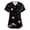 Black, variant on Women's Fashion V-Neck Short Sleeve Work Top with Side Slits, Pockets, Valentine's Day Heart Print and Heart Elements, Casual Professional Shirt,Complexion,4XL