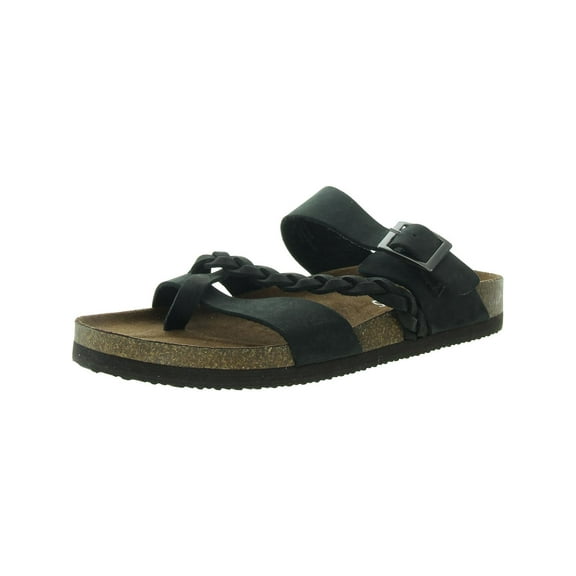 White Mountain Womens Hazy Leather Buckle Footbed Sandals