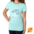 thumbnail image 3 of Junior Crew Tee - Watercolor Dolphins-Ice Blue by DelSol for Women - 1 Pc T-Shirt (2XL), 3 of 3