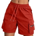 thumbnail image 2 of Only Moment Women's Summer Sweat Shorts Polyester,Spandex Comfy Stretch Lace Trim Summer Beach Linen Ruffle Shorts High Waisted Shorts Wowomen Red,XL, 2 of 4