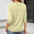 thumbnail image 5 of Women's Pullover Sweater Half Sleeve For Elbow Length Crew Neck Loose Blouse Summer Casual Lightweight Plus Size 1/2 Sleeve Shirts, 5 of 5