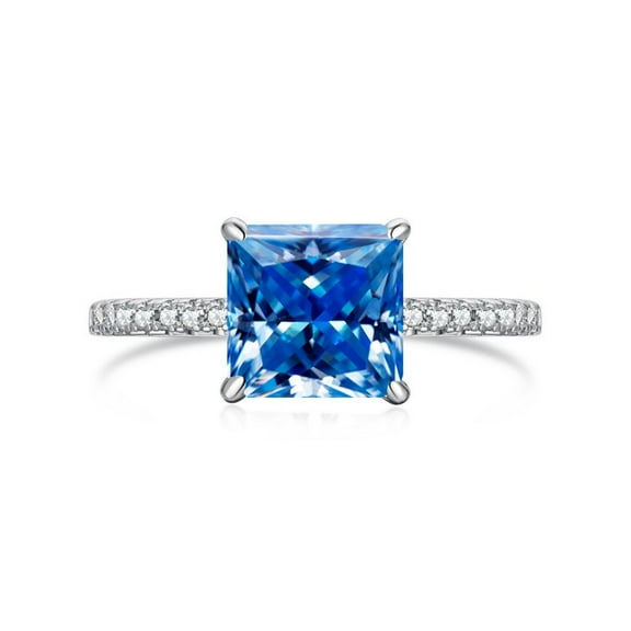 3 Carat Moissanite Engagement Rings for Women, S925 Sterling Silver D Color VVS1 Princess Cut Diamond Rings, Ideal Choice for Birthday, Anniversary and Romantic Occasions