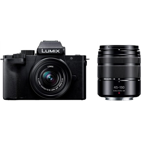 Panasonic LUMIX G100 4k Mirrorless Camera for Photo and Video, Micro Four Thirds Interchangeable Lens System, 12-32mm   40-150mm Lenses , 5-Axis Hybrid I.S., DC-G100DW/W (Black)