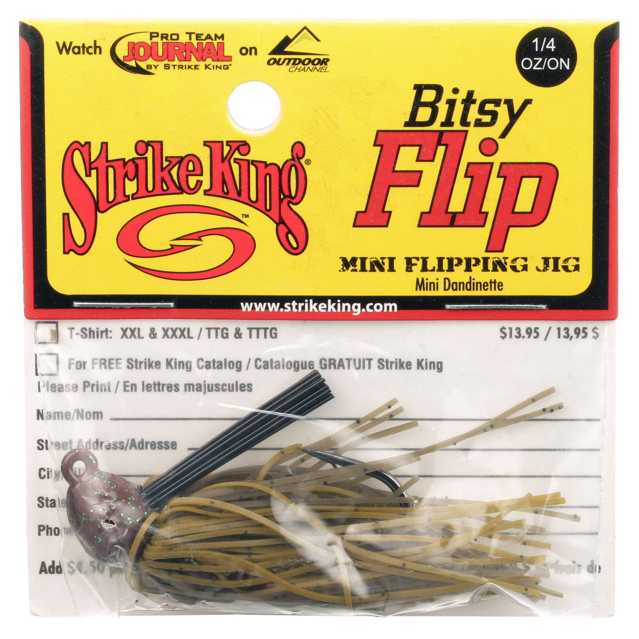(3 pack) Strike King Bitsy Flip Jig 1/4oz Green Crawfish Bass Jig