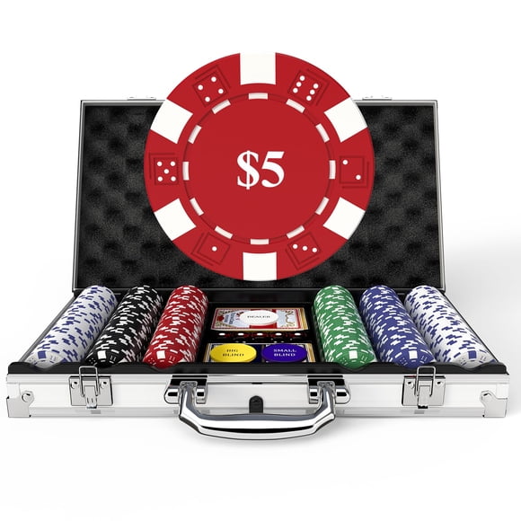 Juego de fichas de póquer HEITOK de 300 piezas con peso de 11,5 g con funda y accesorios