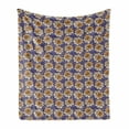 thumbnail image 1 of Floral Soft Flannel Fleece Throw Blanket, Bold Flowers with Large Round Spots, Cozy Plush for Indoor and Outdoor Use, 70" x 90", Dark Lavender Orange, by Ambesonne, 1 of 5