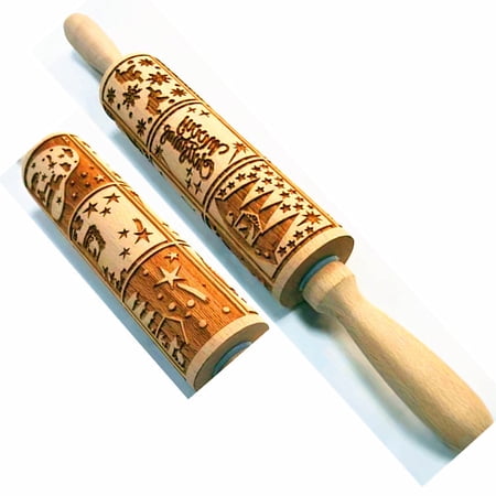 

Nativity Christ Printing Rolling Pin Wooden Rolling Pin Jesus Rolling Pin Christmas Embossed Rolling Pin Safe and Environmentally Friendly