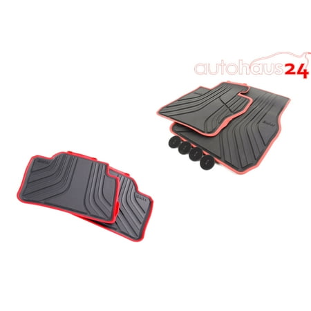 BMW 3 SERIES F30 RUBBER ALL WEATHER FLOOR MATS FRONT & REAR BLACK/RED SPORT