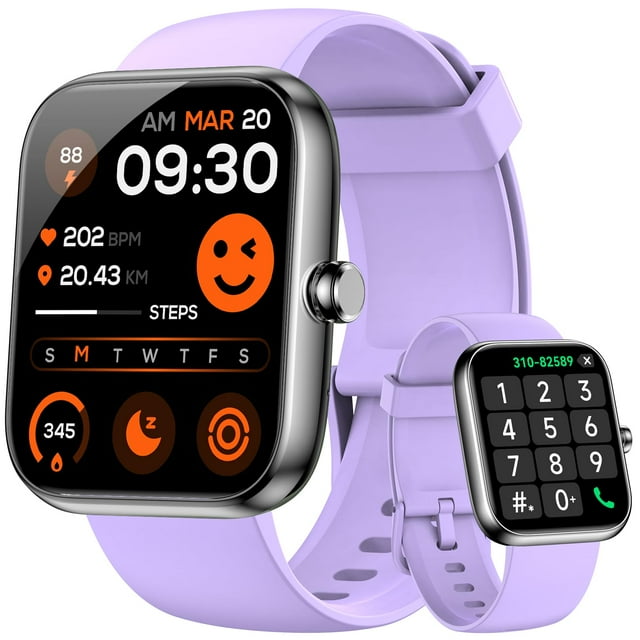 Reloj inteligente Mikego 1.83 HD, rastreador de actividad física Alexa IP68, color morado