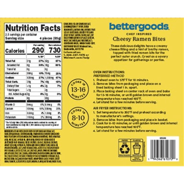 bettergoods Cheesy Ramen Bites, 7.5 oz, 10 Count (Frozen)