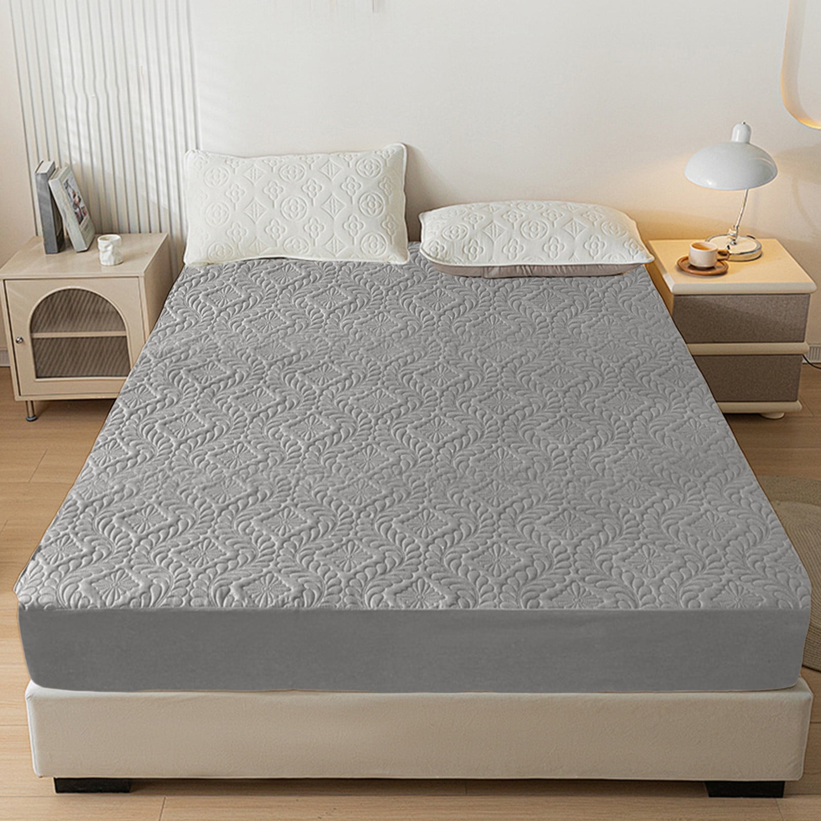 Waterproof Mattress Protector Laminated Bed Cover 6.6Ft x 6.6Ft, Watertight Breathable Hypoallergenic Easy Clean Mattress Encasement, Bedroom Home Bedding Guest Room Hotel Bed Hat Mattress Cover