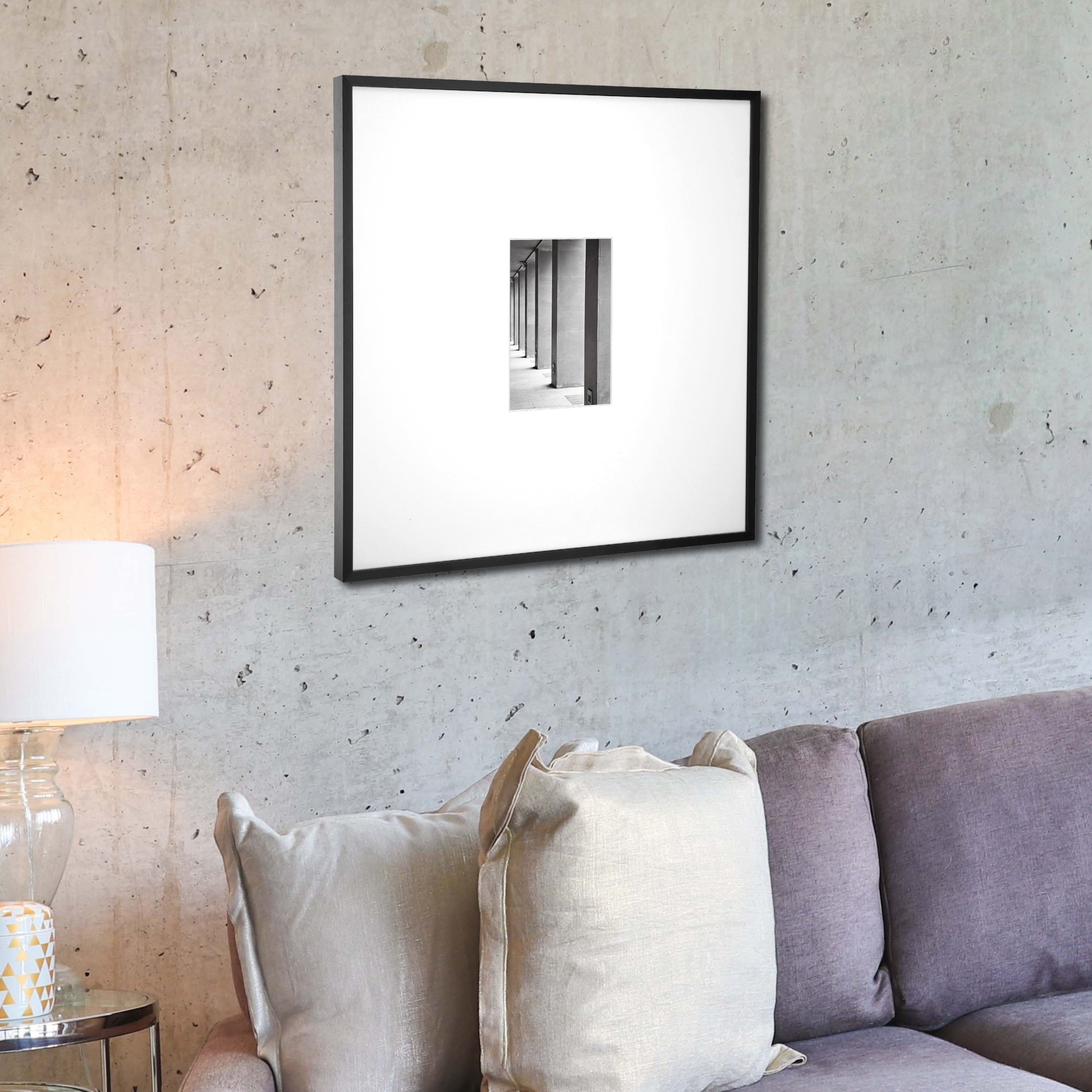 (2 pack) Better Homes & Gardens 18x18 Matted to 5x7 Metal Gallery Wall Picture Frame, Black