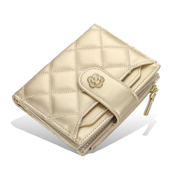 Monedero con hebilla vertical para mujer, monedero corto con diseño de diamantes y múltiples tarjetas, tarjetero con cremallera