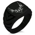 thumbnail image 1 of Stainless Steel Wicked Black Widow Chevron Pattern Biker Style Polished Ring, 1 of 1