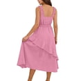 thumbnail image 4 of Ashirexll Robe Portefeuille Sans Manches pour Filles Polyester Col Rond Longueur Genou Style Princesse Bretelles Spaghetti Élégante pour Fête 3-13 Ans Rose 5-6 Ans, 4 of 7