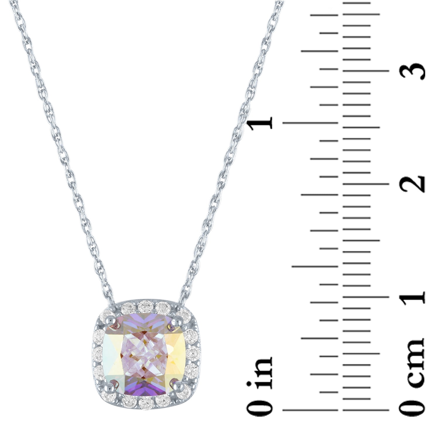 Brilliance Fine Jewelry Sterling Silver Simulated Aurora Borealis Pendant, 18"