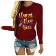 thumbnail image 2 of AOOCHASLIY Women Happy New Year Day Tops Party Fireworks Confetti Costume fun Long Sleeve Fashion T-Shirt, 2 of 5