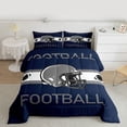 thumbnail image 2 of Homewish Football Sport Theme Full Size Comforter Sets,Rugby Helmet Pattern Bedding Comforter Set,Gray White Deepblue Bedding Sets For Kids,Microfiber Bedroom Decor Reversible,3pcs, 2 of 8