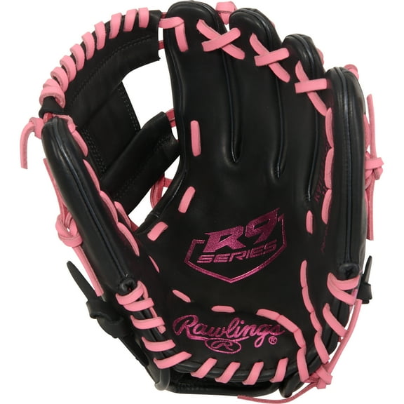 Rawlings R9 11.5-Inch Infield Glove | 200 Pattern | RHT | Black/Pink