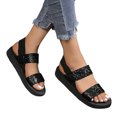 thumbnail image 3 of Women's Platform Sandals Slingback Sparkly Sandals Outdoor Beach Sandals (Black 8.5), 3 of 8
