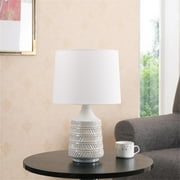 Better Homes & Gardens White and Beige Etched Ceramic Table Lamp with Shade, 17 in H