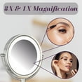 thumbnail image 4 of Jerdon Wall-Mounted Makeup Mirror With Lights - Direct-Wired Lighted Makeup Mirror with 8X Magnification & Nickel Finish - Model HL88NLD, 4 of 9