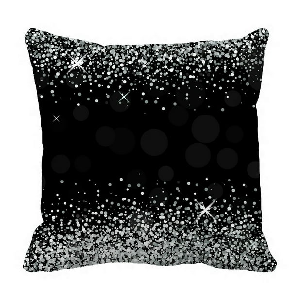ABPHQTO Shiny Silver Glitter Black Pillow Case Pillow Cover Pillow