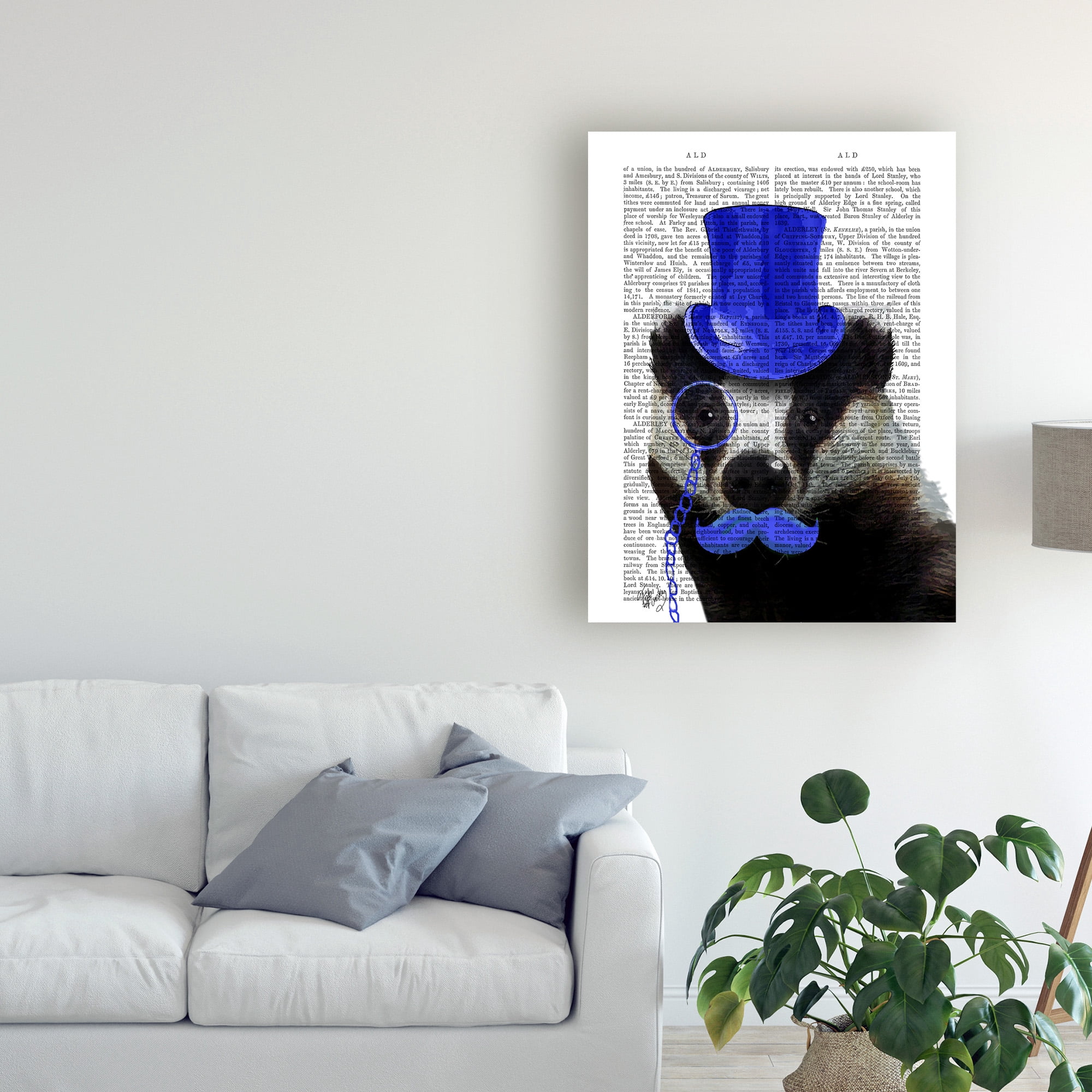 Trademark Fine Art 'Badger With Blue Top Hat And Moustache' Canvas Art by Fab Funky