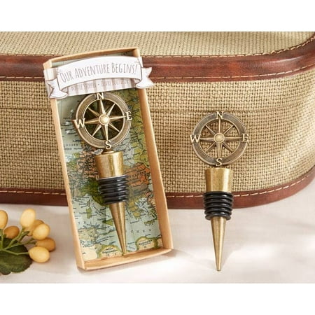 Kate Aspen Our Adventure Begins Bottle Stopper, Unique Wedding Favors, Bachelorette Favor or Bridal Shower Favor - 6 Sets