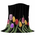 thumbnail image 6 of Easter Tulip Blanket Soft Cozy Warm Twin Blanket for Bed, Plush Fuzzy Flannel Fleece Blankets for Sofa, Spring Watercolor Country Flower Plant Throw Blankets for Couch, Gifts for Men, 60"x80", 6 of 9