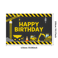 thumbnail image 2 of Construction Themed Happy Birthday Banner Background Party Decors Photography Props Birthday Party Backdrop Decorations, 2 of 7