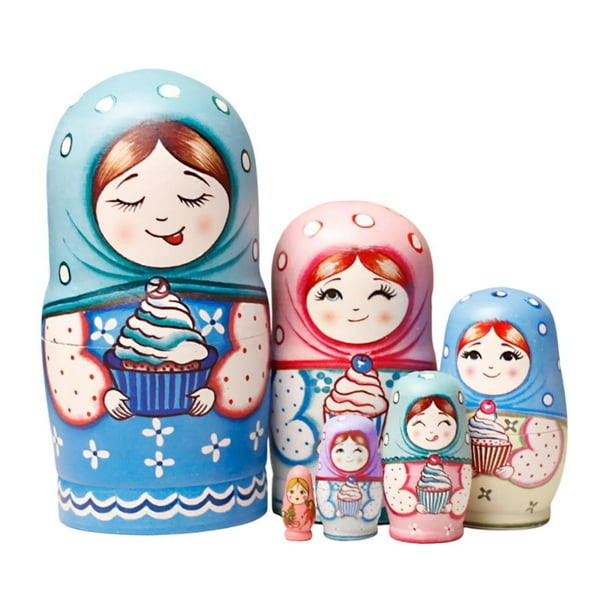6 piezas de muñecas rusas, muñecas anidadas, muñecas Matryoshka de madera, juguetes coleccionables hechos a mano, artesanía única, adecuados para regalar, decoración del hogar, Estilo C