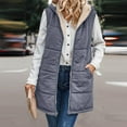 thumbnail image 2 of Baberdicy Puffer Vest Womens 2023 Fall Reversible Vests Sleeveless Womens Winter Coats Zip up Hoodie Pockets Long Warm Winter Coat Outerwear Sweater Vest Grey, 2 of 9