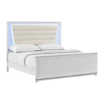 Picket House Furnishings Xena King UPH 5PC Bedroom Set with Lights in White