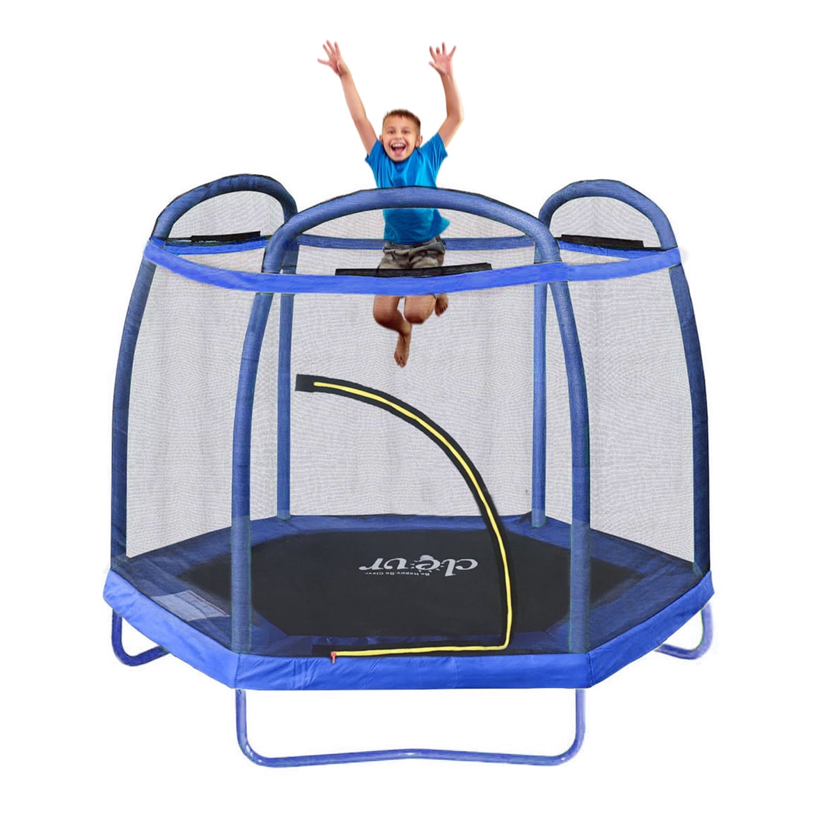 Clevr  7ft Kids Trampoline with Safety Enclosure Net & Spring Pad, Mini
