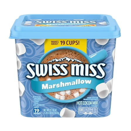 Swiss Miss Hot Cocoa Drink Mix, Milk Chocolate with Marshmallows, 21.59 oz Easy-Grip Canister RDC13