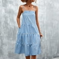 thumbnail image 4 of IROINNID Women's Empire Dress Casual Gorgeous Fashion Summer Sling Mid-waist Sleeveless Strapless Striped Dress V-Neck Comfort Waist Dress, 4 of 7