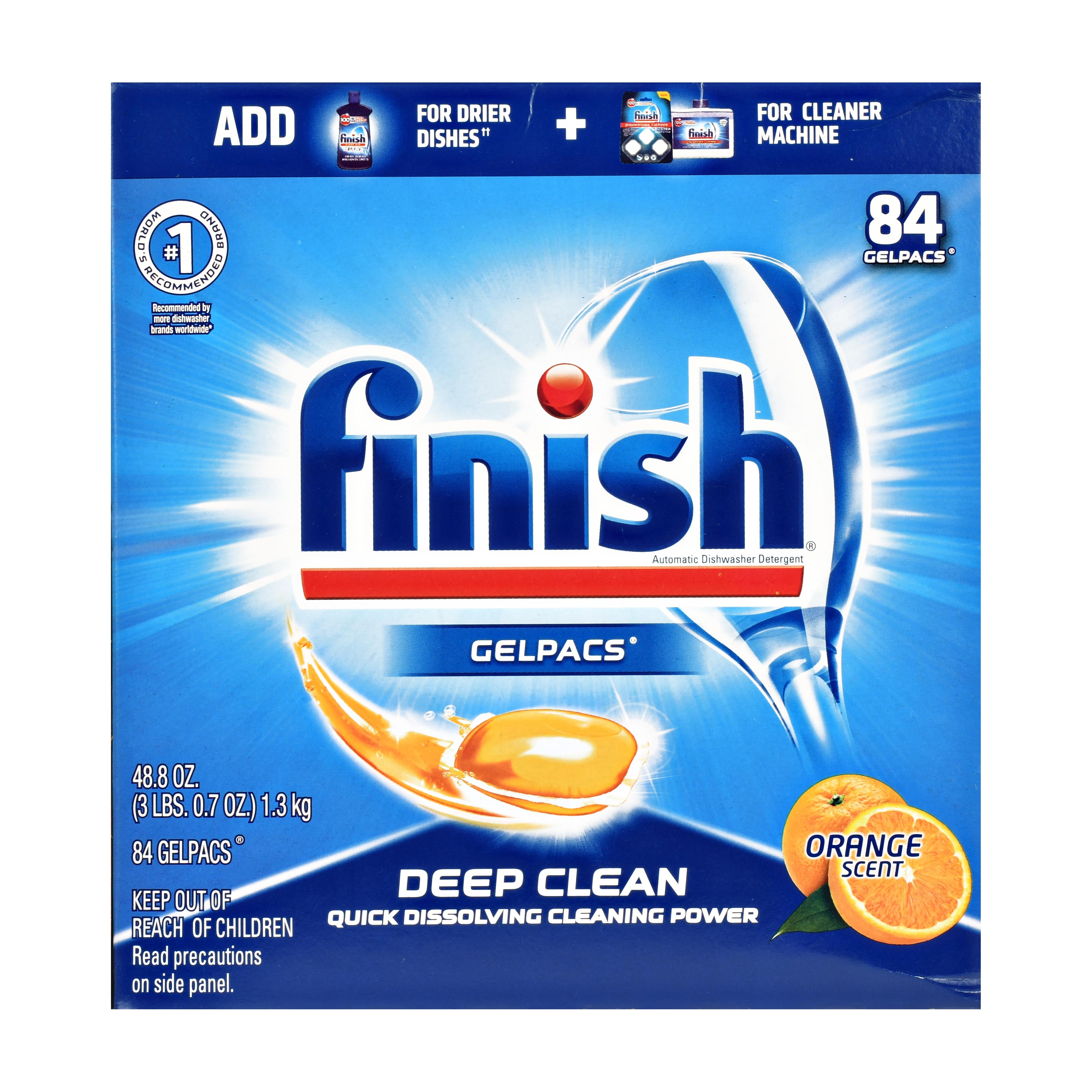Finish Gelpacs Dishwasher Detergent, Orange Scent, 84 Count