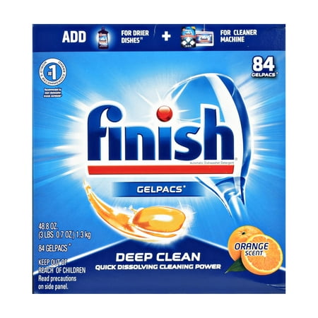 Finish Gelpacs Dishwasher Detergent, Orange Scent, 84