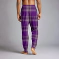 thumbnail image 5 of Wutalume Men's Drawstring Pocket Cuffed Casual Pants with Checkered Pattern, Soft Home Sleep Pants for Comfortable Wear and Relaxation,Purple XL, 5 of 7