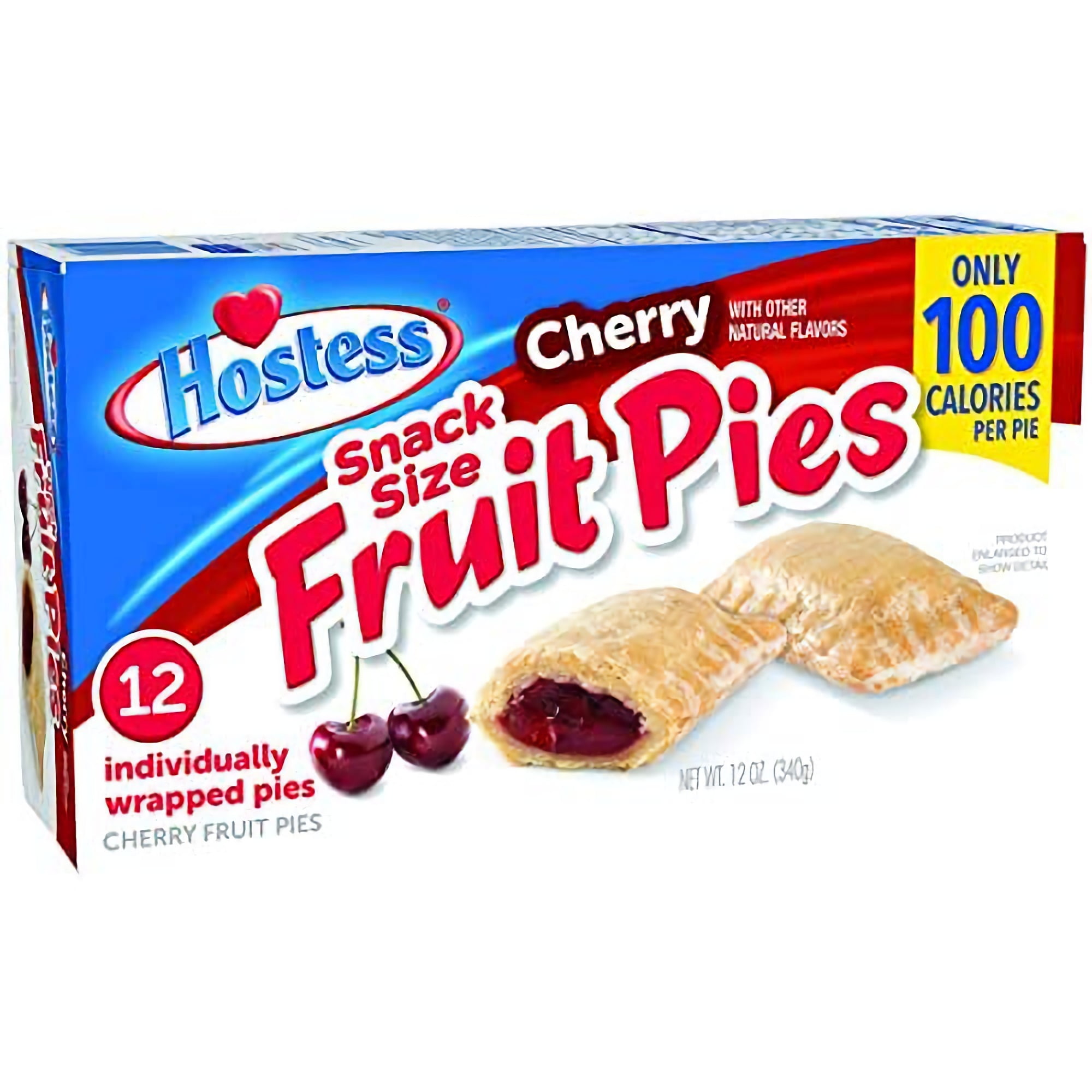 Snack Size 100 Calorie Mini Fruit Pies by Hostess | 12 Count Box | Cherry | Pack of 3
