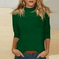 thumbnail image 2 of Garbnen Mock Neck Tops for Women Fitted Green Womens 3/4 Sleeve Top Spring Summer Trendy Elbow Length Sleeve Womens Blouses, 2 of 7
